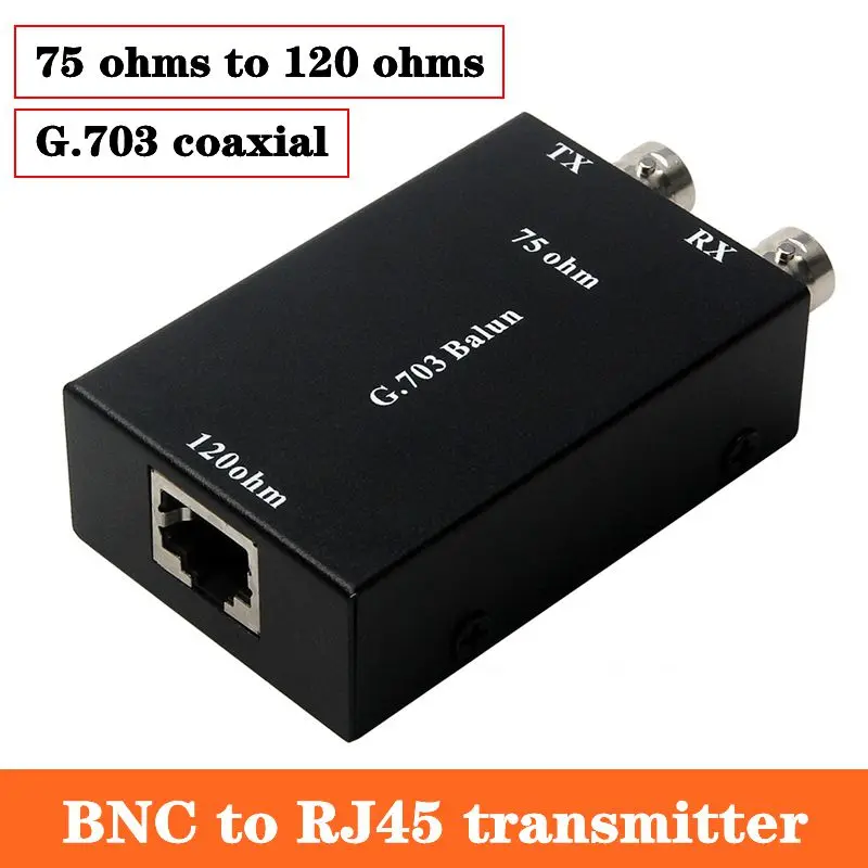 

Преобразователь BNC-RJ45, E1, сбалансированный в несбалансированный, 75 Ом до 120 Ом, сопротивление G.703, коаксиальный