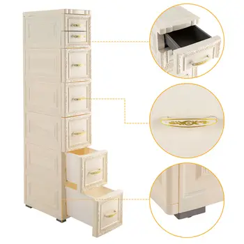 Nightstand Wood Lingerie Chest with Drawers Multifunctional Storage Locker Multi-Layer Living Room Cabinet w/ 7 Drawers 3