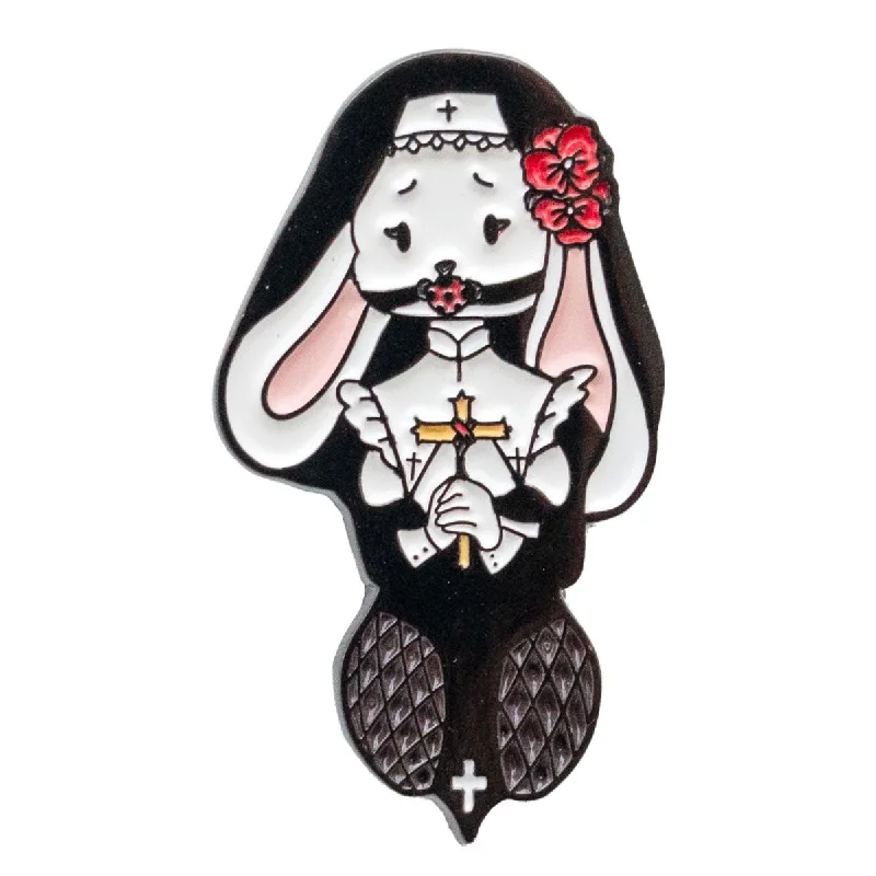 고스 수녀 토끼 에나멜 핀 합금 라펠 배지, 고딕 토끼 브로치 (배낭/자켓용), ..