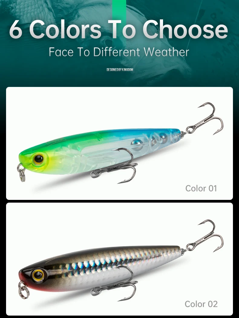 Kingdom Topwater Angelköder Bleistift Wobbler Harter Köder 60mm 5,6g/90mm 11g Künstlicher Köder Walking Dog Action für Hechtbarsch – Detail 10