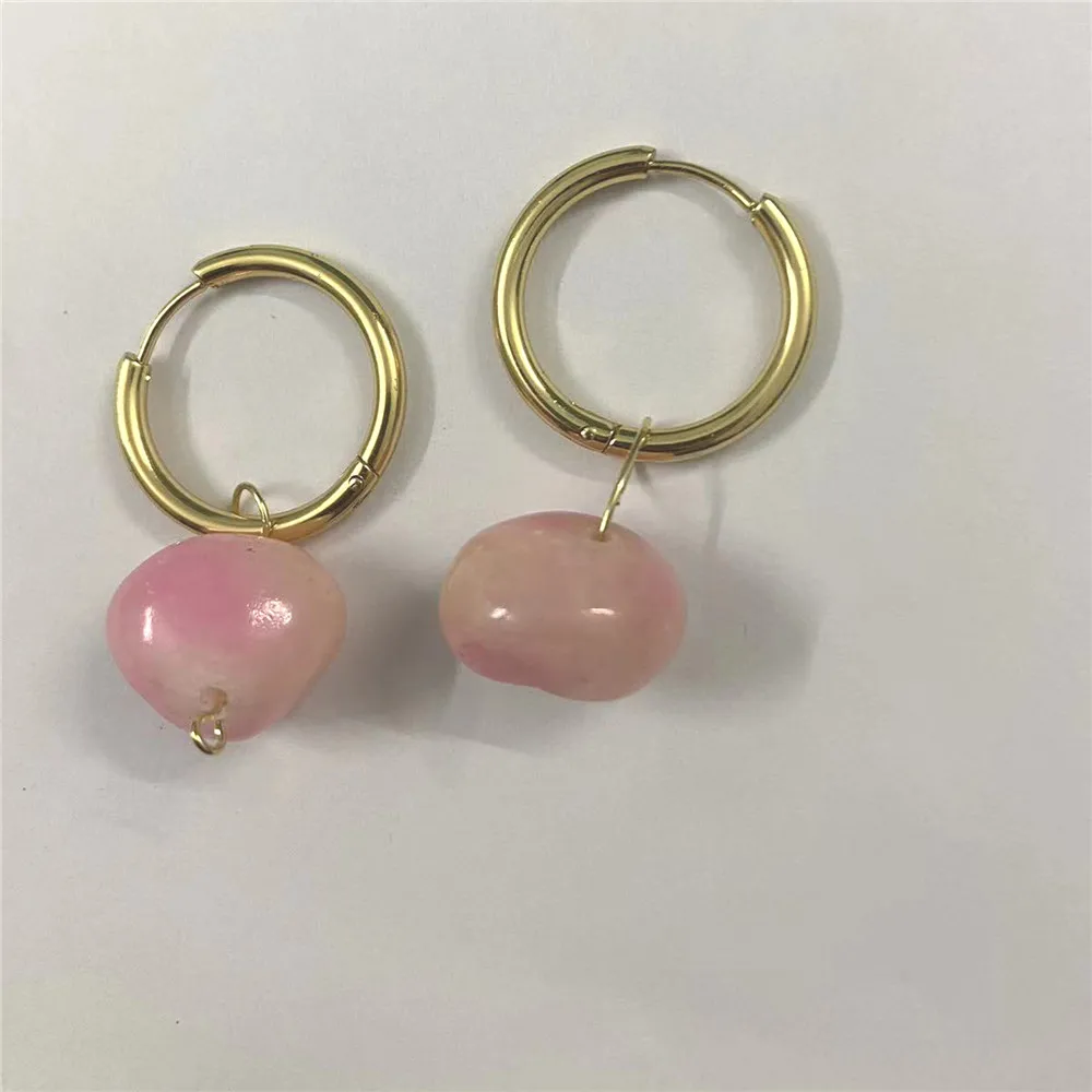 Earrings Fashion Gold Color Metal Carving Pattern Inlaid Moonstone Drop Earrings for Women Jewelry