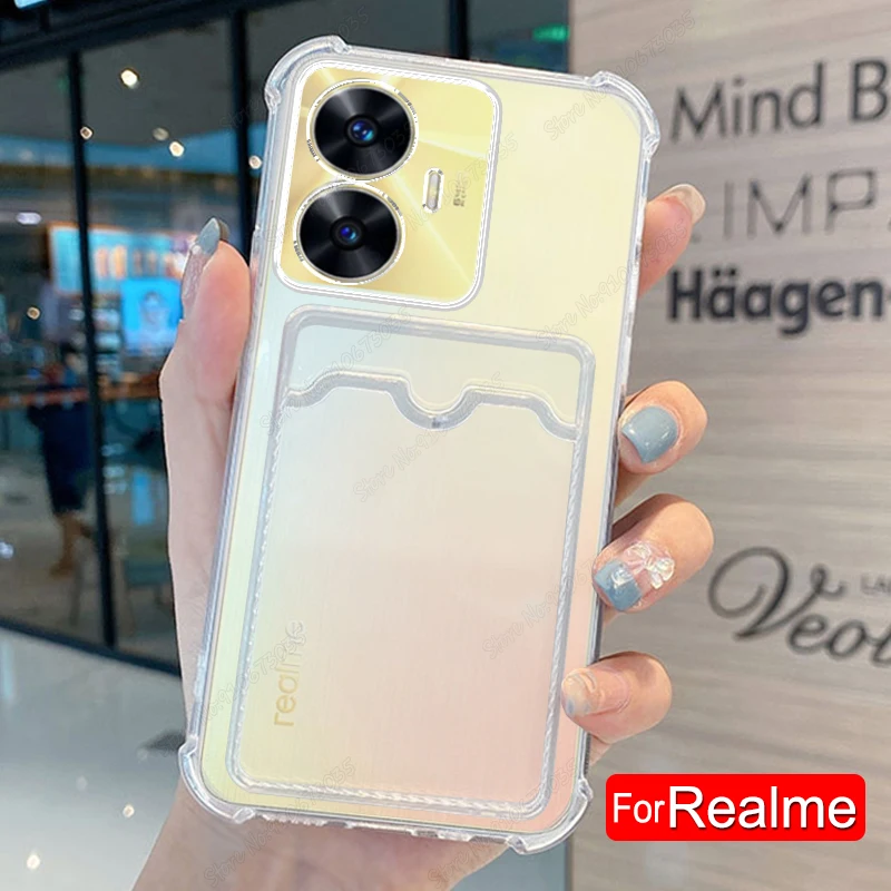 Silicone Card Slot Holder Transparent Phone Case Cover