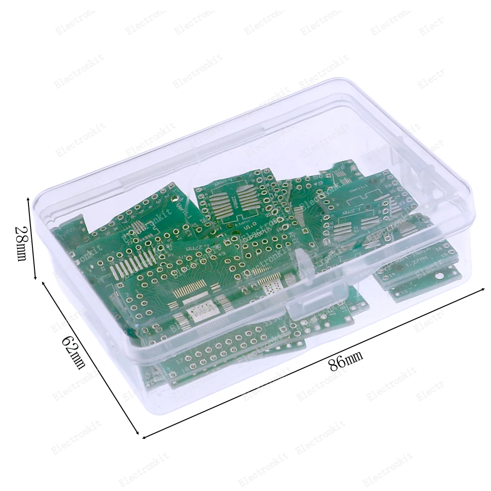 PCB Board Assembly, Printed Circuit Board, 40pcs 8Value PCB Board sets SMD Turn To DIP Adapter Converter Plate SOP8-SOP28 TQFP32-100