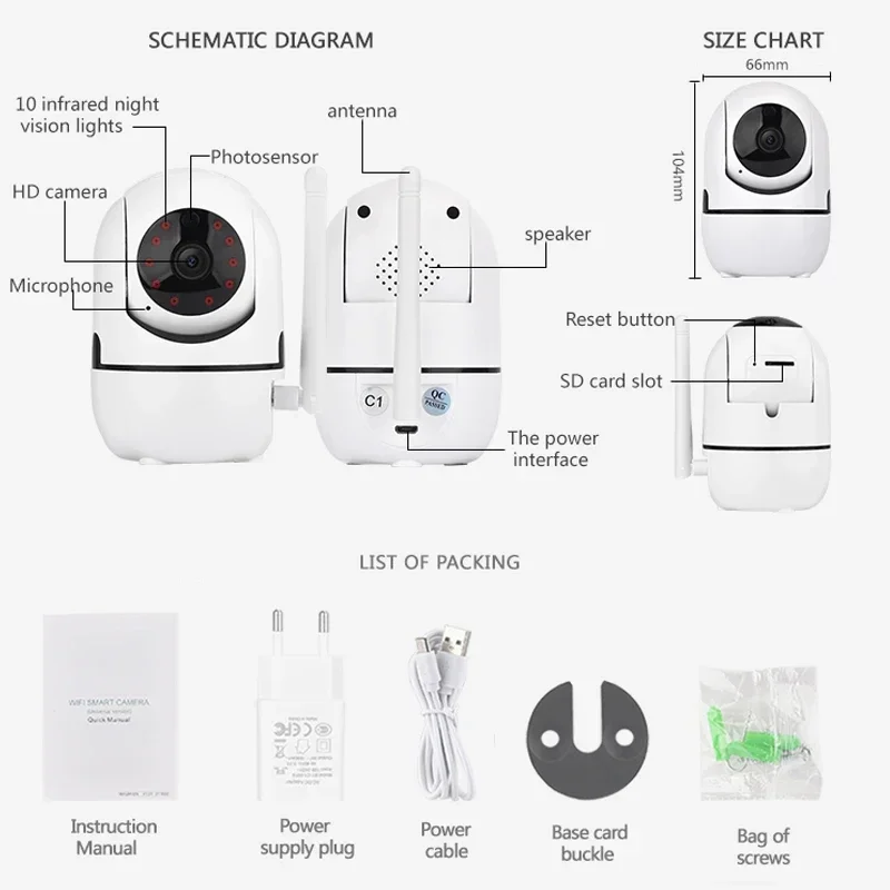 4MP ICSEE Wifi Security Camera Indoor Surveillance Camera Two Way Audio Motion Detection Auto Tracking Baby Monitor Video Camera 6