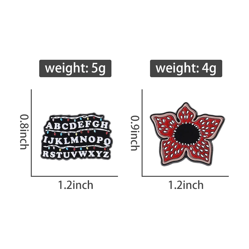 Sci-fi Horror Movies Brooch Enamel Pins Red Cannibal Flowers And 26 English Letter Brooches Backpack Lapel Badge Jewelry Gifts Image 2