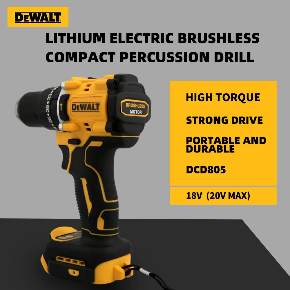 DeWalt DCD805 20V Brushless Cordless Impact Drill 1/2 Rechargeable  Variable Speed Power Supply Powerful Electric Tools 2