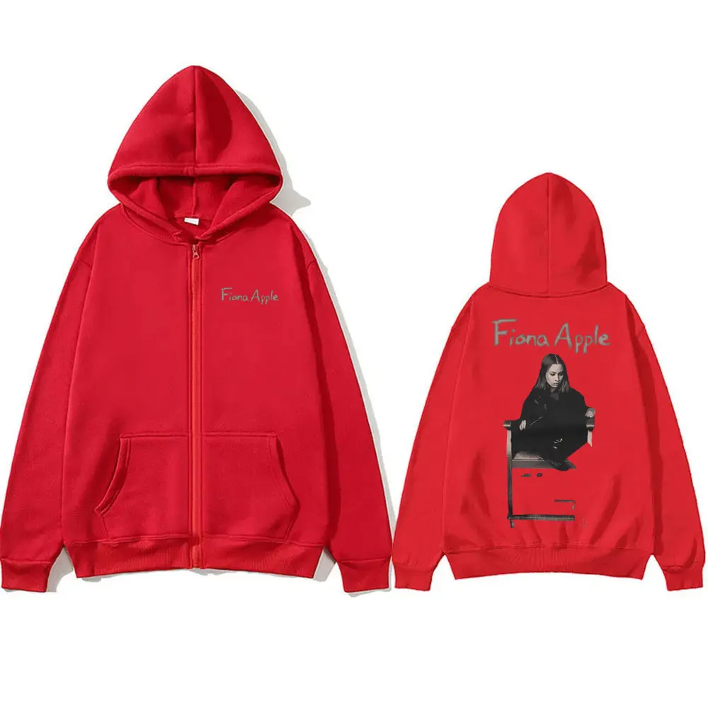Singer Fiona Apple Graphic Print Zip Up Hoodie Men Women's Fashion Hip Hop Oversized Zip Up Jacket Unisex Ulzzang Zipper Hoodies