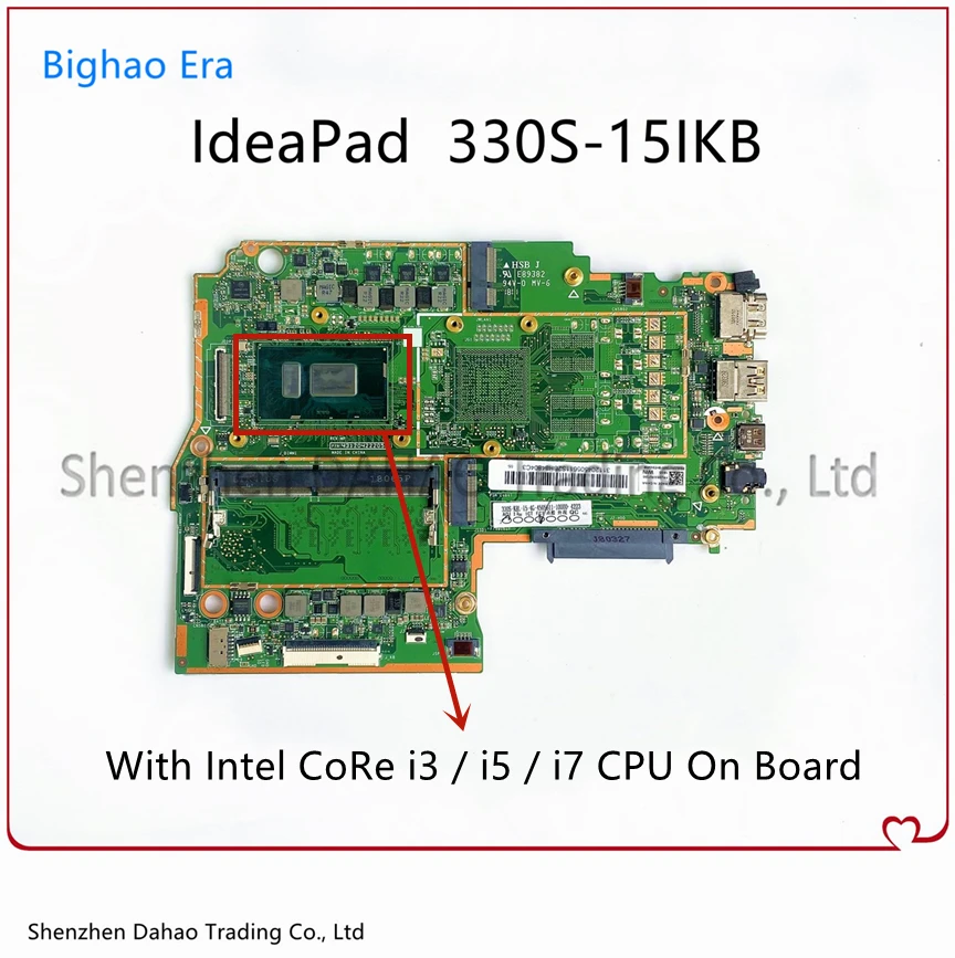 Placa-mãe Portátil para Lenovo Ideapad Ideapad 330s15ikb Intel i3 i5 i7 Cpu 4gb de Ram Fru:5b20r07213 5b20s71219 5b20s71209 100 Trabalho