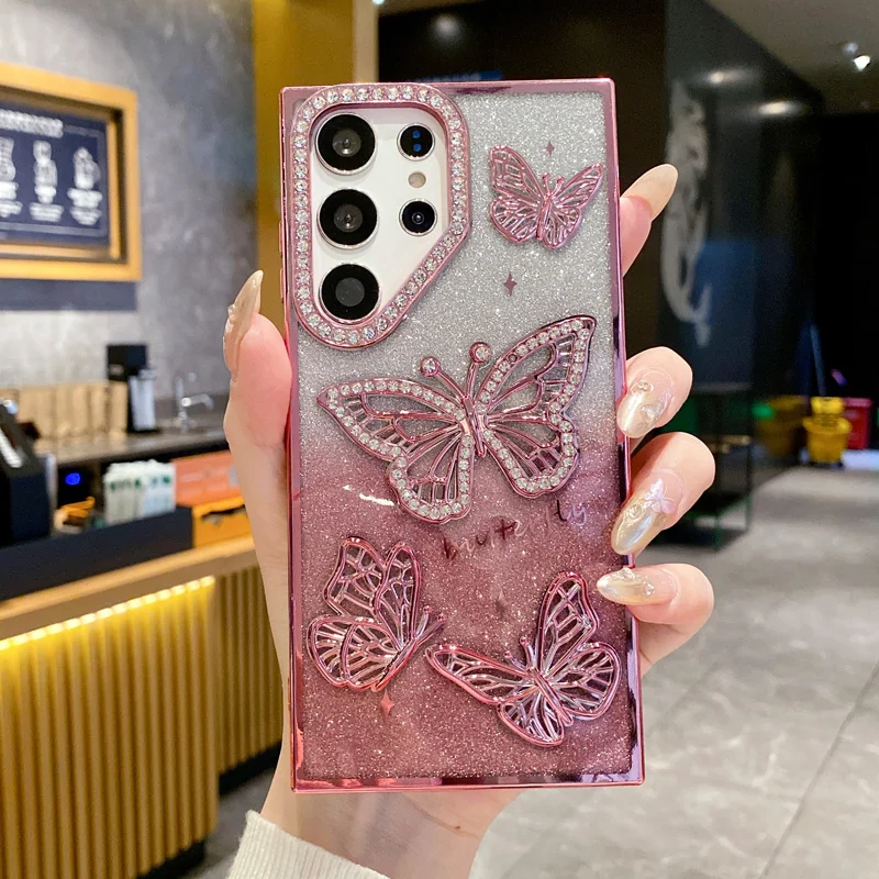 Butterfly Glitter Rhinestone Phone Case - Sparkling Back Cover