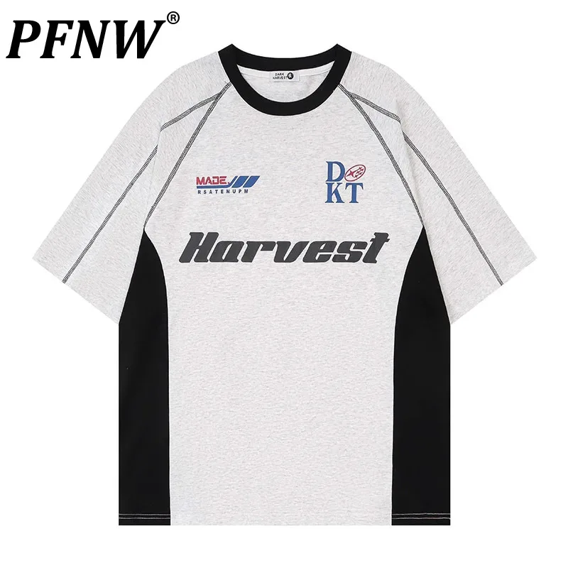 

Мужская свободная футболка PFNW, Повседневная футболка в американском стиле с контрастным принтом букв и коротким рукавом, 12P1021