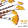 Artist Fan Paint Brushes Set 9pcs - Soft Anti-Shedding Nylon Hair Wood Long Handle Paint Brush Set for Acrylic Watercolor Oil 4