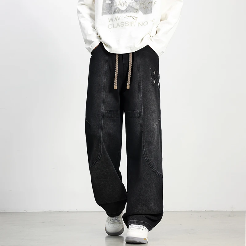 사계절 야외 사이클링 스포츠 트렌드 와이드 레그 청바지 패션 트렌드 다용도 플러스 사이즈 루즈 통기성 스트레이트 레그 팬츠