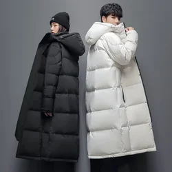 Winter Down Jacket Men's Mid Length 2023 New White Duck Down Thickened Korean Version Couple Warm Down Jacket Women  Coats