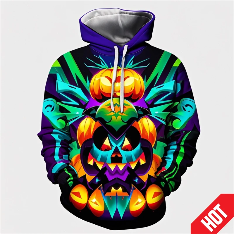 thumbnail image 1 of Sudadera con capucha con diseño de calabaza de moda de Halloween con estampado 3D para hombres y mujeres, sudadera divertida de terror, sudaderas con capucha de hip hop, sudadera con capucha genial pa, 1 of 5