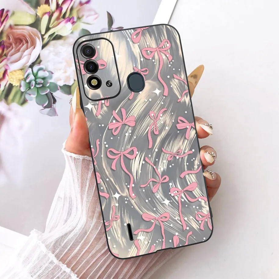 Elegant Flower & Butterfly Soft Black Silicone Phone Case