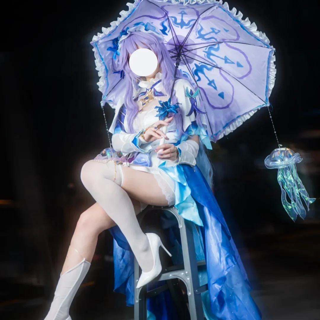 Costume Cosplay Cantarella Wuthering Waves, Set Completo con Parrucca, Ombrello, Fiore e Copricapo, Outfit Anime e Videogiochi per Donne - immagine 4