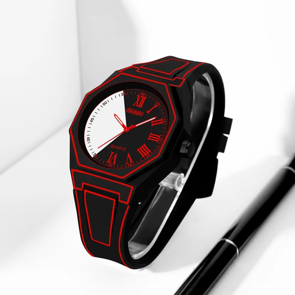 Fashionable Men's Simple Watch Date Function Preppy Style Quartz Wrist Watch, Electronic Drive, Silicone Strap, Unisex