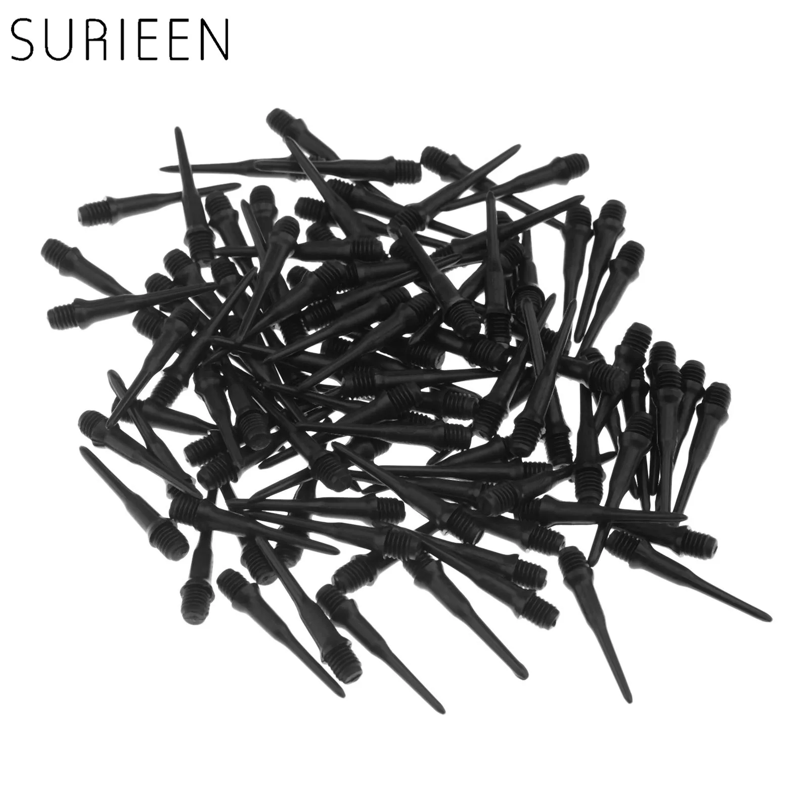 

SURIEEN Nylon 100 Pieces Of Black Soft Tip Points Fit For Soft Tip Darts Electronic Darts With 2BA Screw Thread Dart Accessories