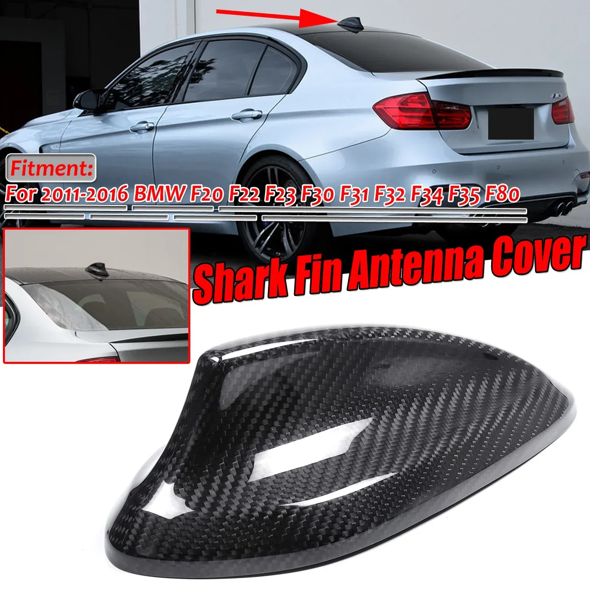 

Real Carbon Fiber Shark Fin Car Roof Antenna Cover Trim ForBMW F20 F22 F23 F30 F31 F32 F34 F35 F80 11-16 Aerial Antenna Cover