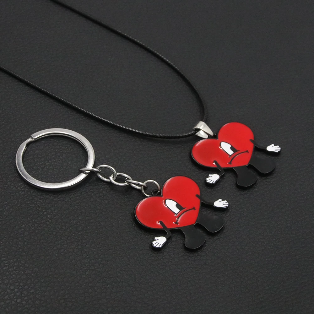 Cute Rabbit Bad Bunny Keychain Fashion Heart Pendant Keyring For Women Men Jewelry Gift - Image 5