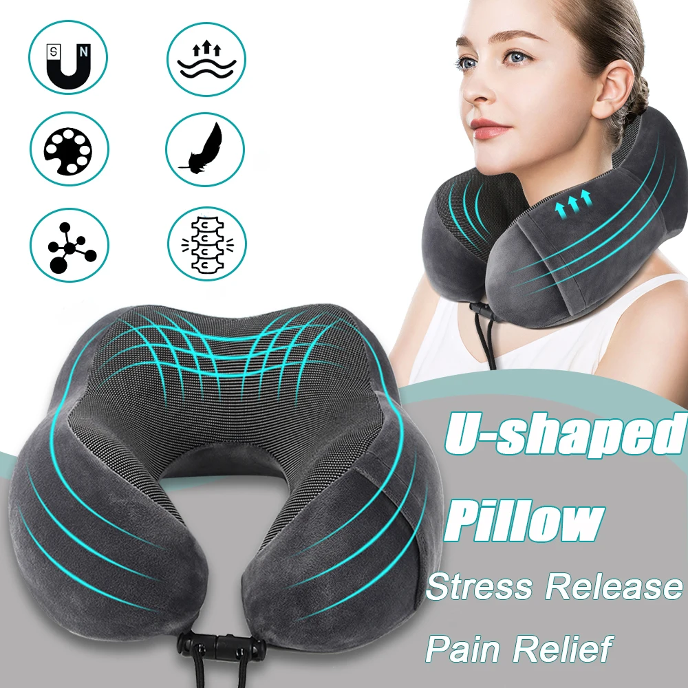 MemoryFoamUShapedNeckPillowsSoftTravelSleepingMassagerPillow