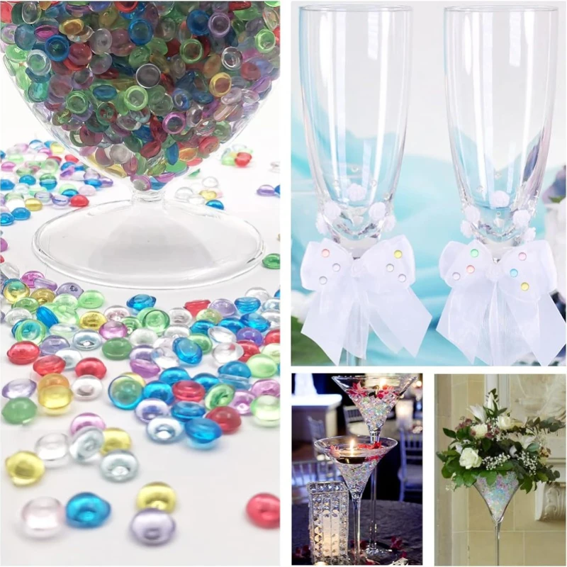 Clear Mini Acrylic Flatback Beads 1 Lb Flat Acrylic Marbles for Vase Filler Mini Fairy Garden Decor Wedding Party