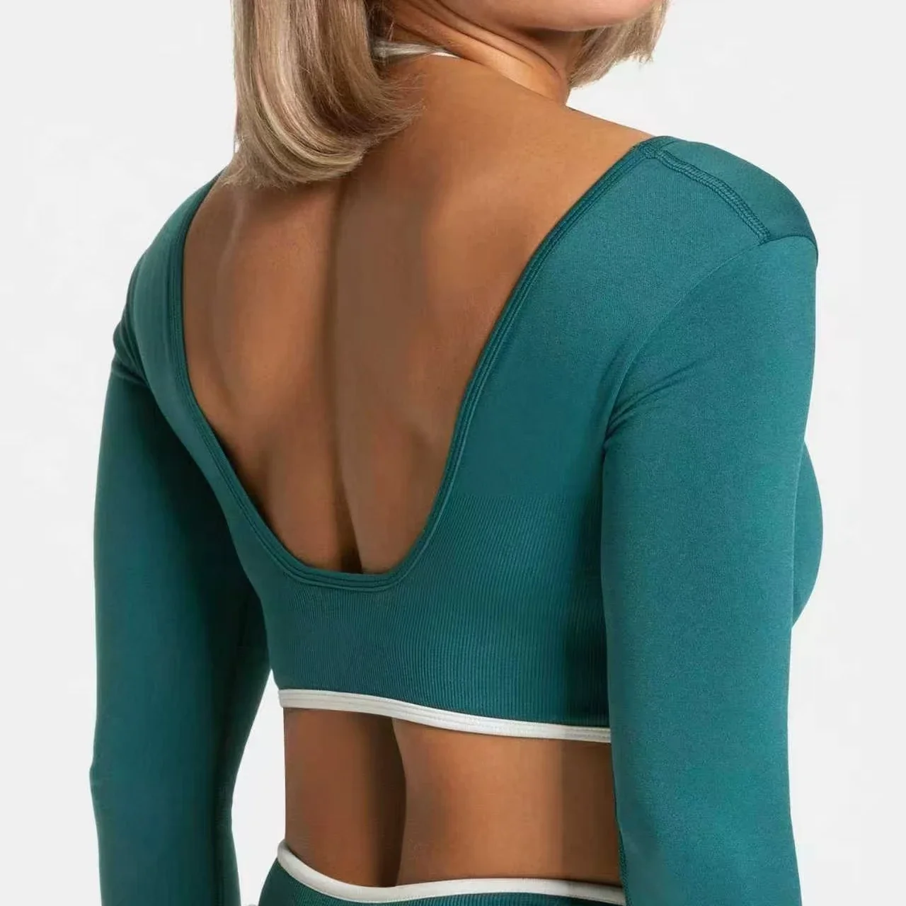 TEVEO Yoga Sets Women 2Pcs Seamless Lmpact Gym Long Sleeve Tights Top Fitness Shorts Workout Outfits Sportswear Tracksuit Girl