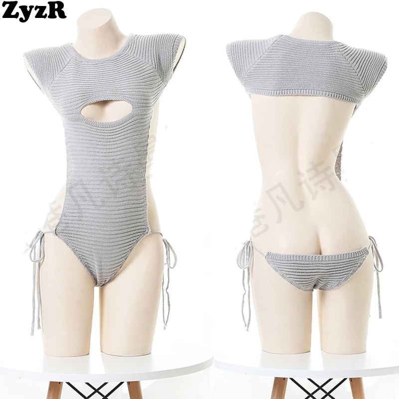 

ZyzR Anime Hollow Sweater Bodysuit BabyDolls Chemises Women Backless Bodycon Sexy Lingerie Temptation Uniform Exotic Costumes