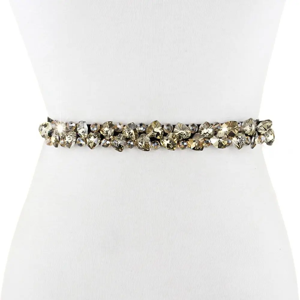 

Fashion Crystal Rhinestone Sparkling Waist Accessories Dress Elastic Waistband Ladies Belt Clothes Dress Accessories