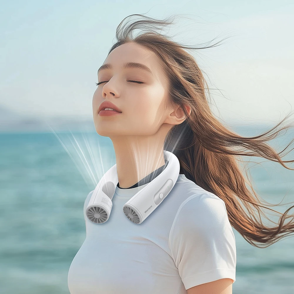 10000mAh Portable Neck Fan 4-Speed Rechargeable Personal Fan 360°Cooling 24H Run
