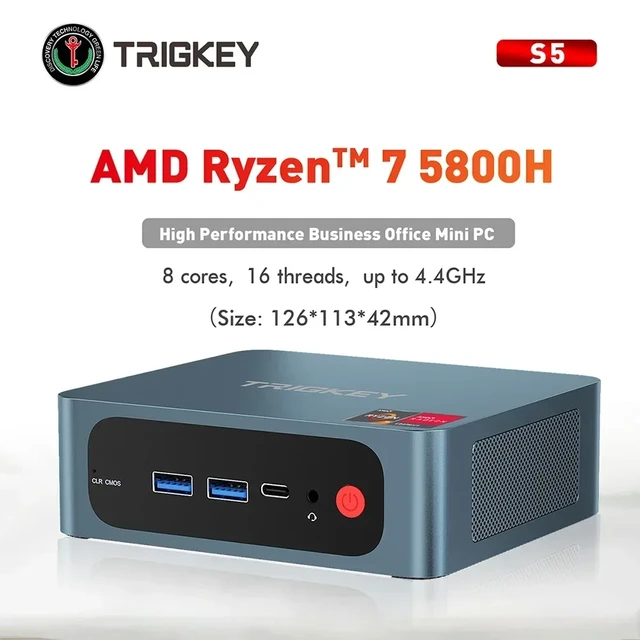 TRIGKEY Speed S5 5800H Mini PC Dual DDR4 NVME SSD WiFi 6 BT 5.2