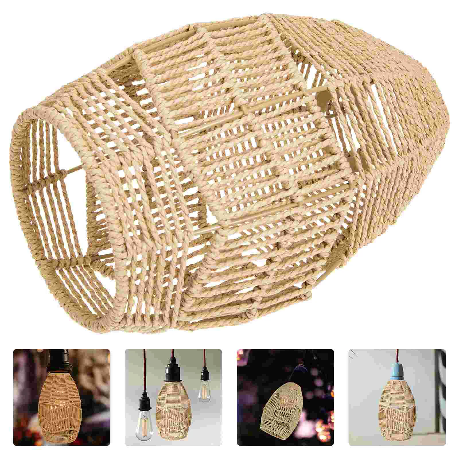 

Lamp Light Lampshade Shade Pendant Rattan Cover Hanging Woven Wicker Rope Home Bar Hotel Style Lights Fixture Shades