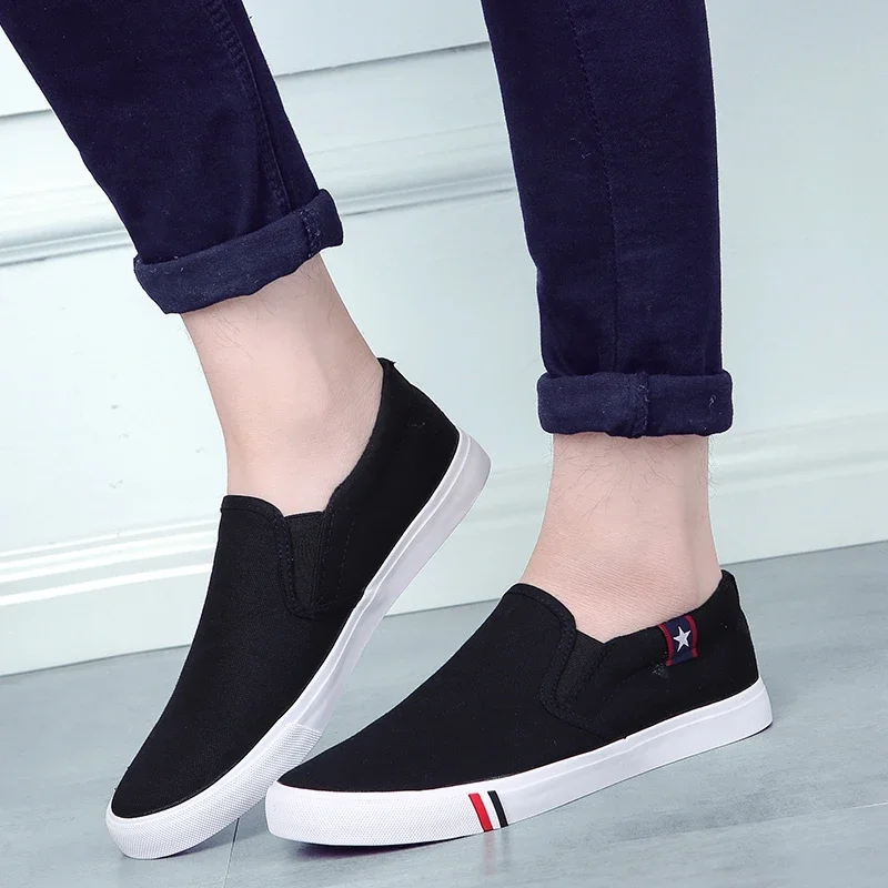 Men Casual Shoes Slip on Canvas Loafers Comfortable Walking Flats for Man Dude Non Slip Soft Moccasins Sneakers Summer 5