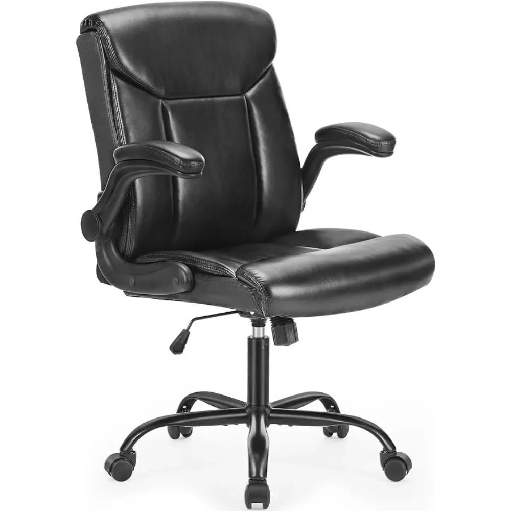 Leather Executive Office Chair,Comfortable Lumbar SupportClassic PU Padded Mid-Back Dark Black Desk Chairs lavenham executive кресло