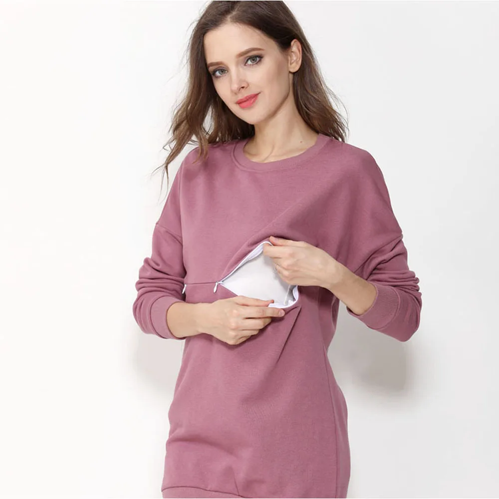 Big Size Autumn Winter Maternity Clothes Sweater Cotton Long Sleeve Nursing Top Breastfeeding Clothes Sweater for Pregnant Women