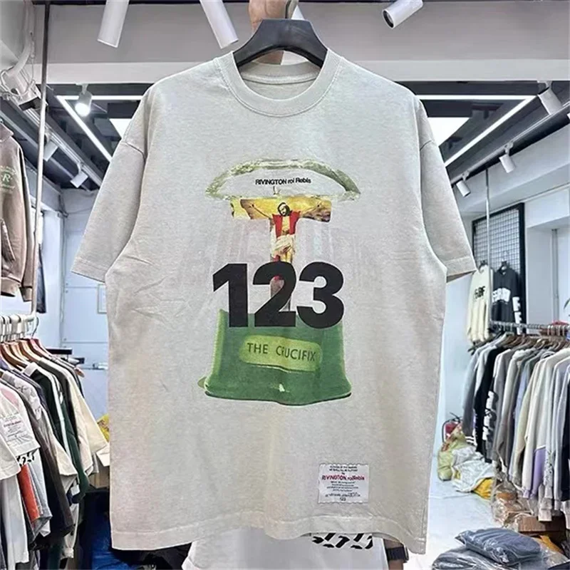 

Heavyweight Retro 123 Digital Print Short Sleeve RRR123 T-Shirt Street Clothing Oversized Men Women High Quality Hip Hop Tops