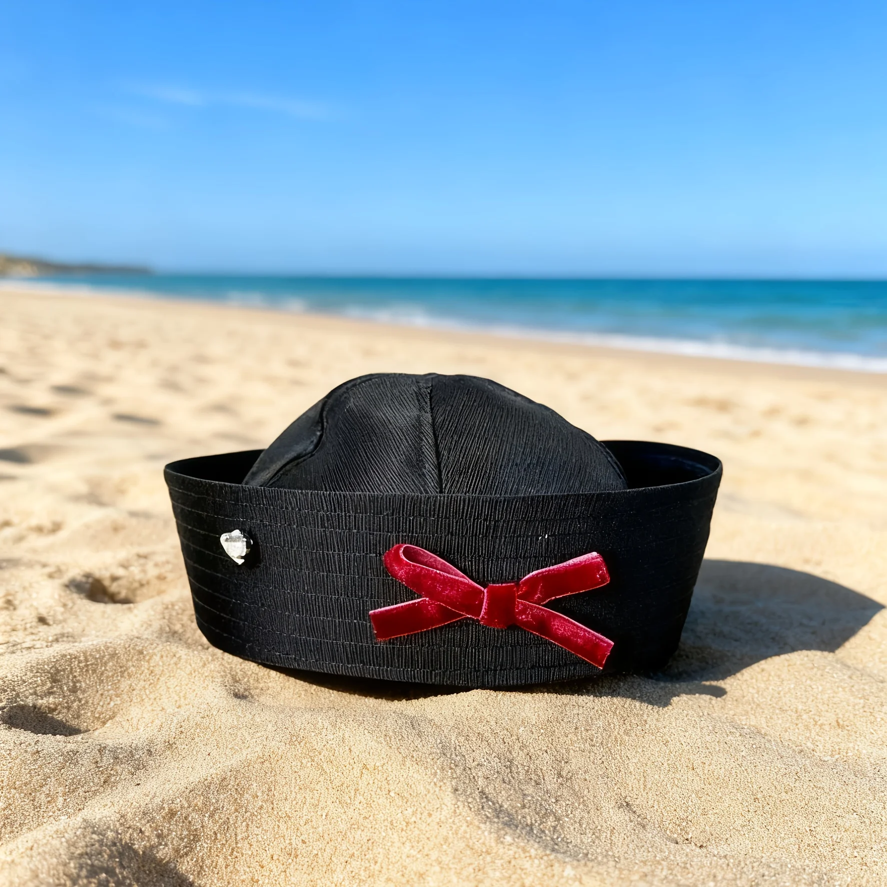 HongLuan Matrosenhut mit Schleife in Schwarz/Rosa für Strand-Cosplay, Kapitänshüte, gestreifte Frau, Rave-Festivals-Accessoires und Partykappen für Herren – Detail 18