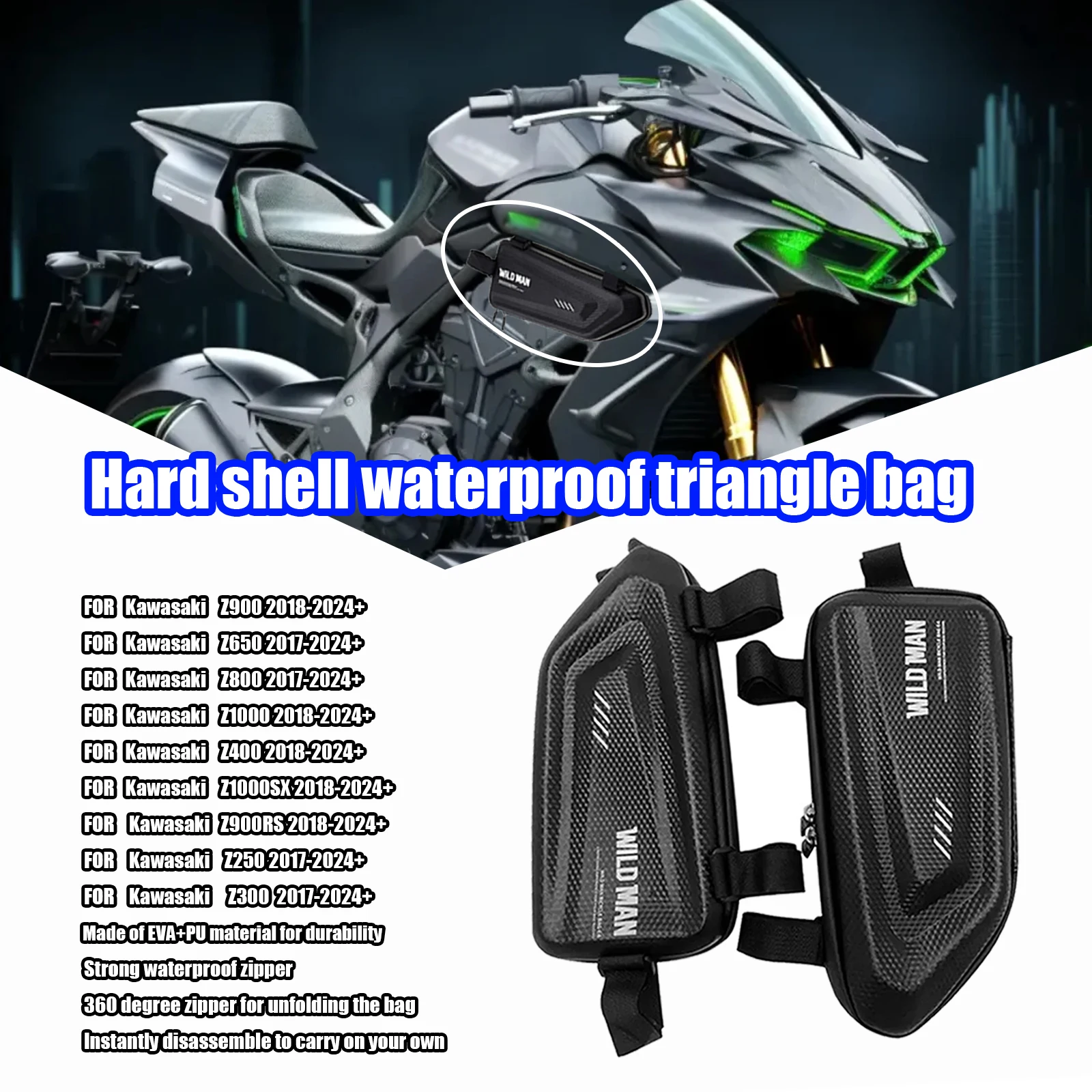 FÜR Z900 Z650/800/1000/400/1000SX/900RS/250/300 Motorrad-Seitentasche, wasserdicht, dreieckige Seitentasche, Hartschalentasche_voghion.com