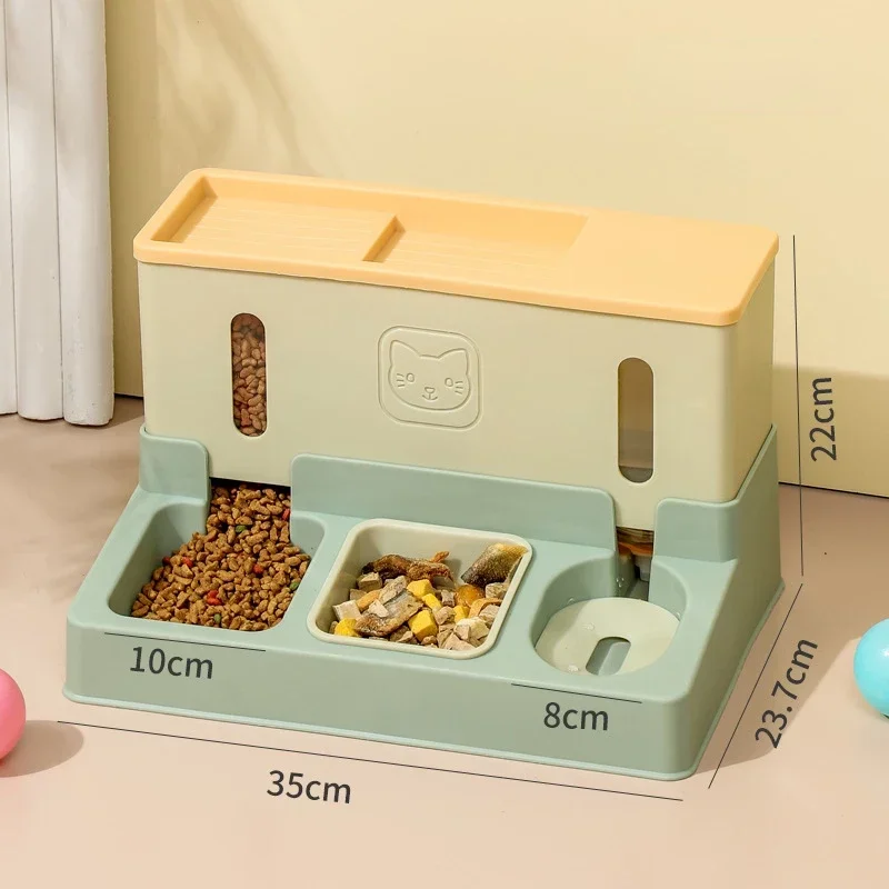 

3-in-1 Automatic Pet Feeder Cat Bowl Dog Feeding Food Bowl Double Dish Bowl Drinking Water Raised Stand Dispenser Pet Supplies