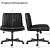 PU Leather Armless Cross Legged Office Desk Chair for Home Office, Modern Swivel Height Adjustable Wide Seat, Offices Chairs 2