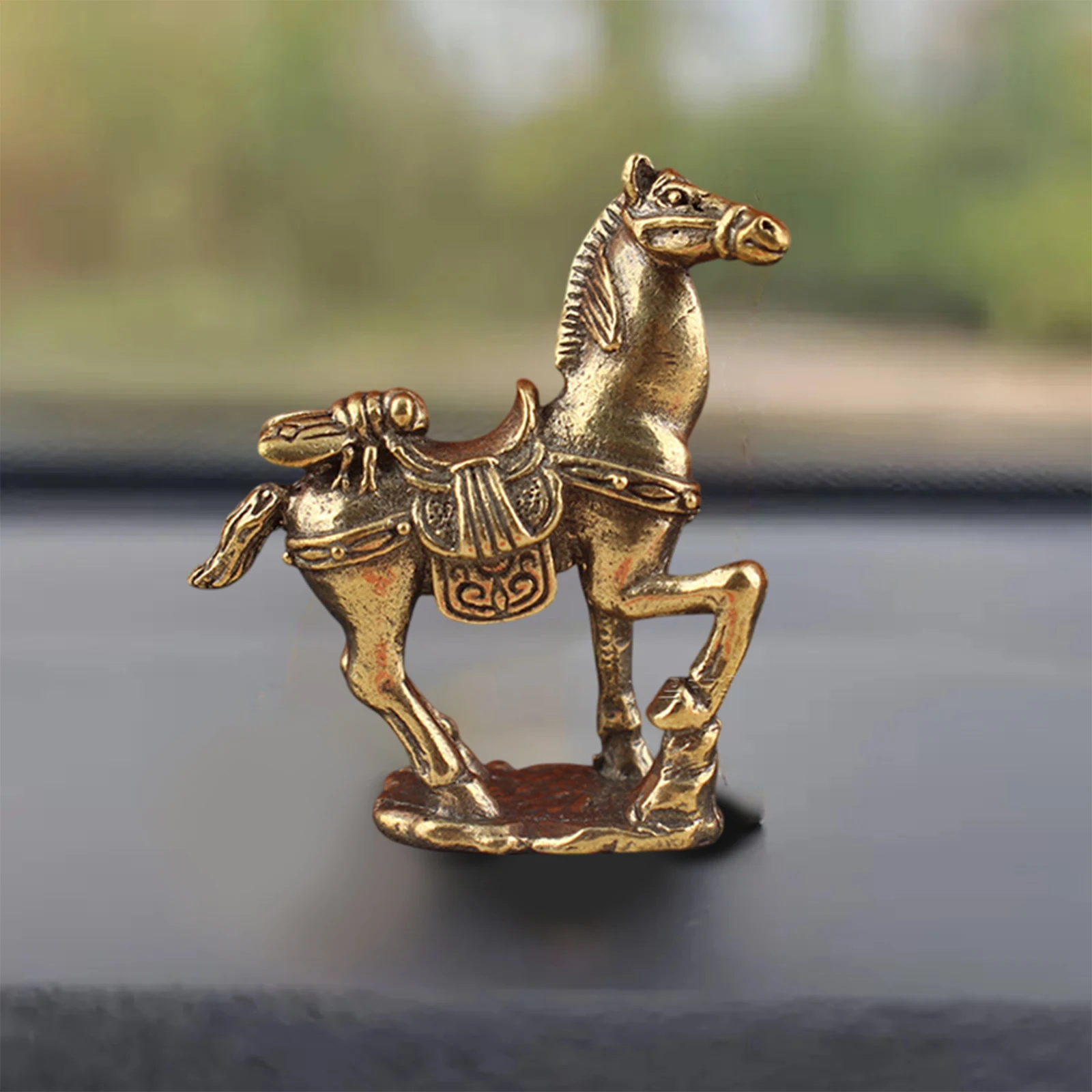 1/2 stücke Messing Pferd Figuren Chinesische Neue Jahr Sternzeichen Pferd Ornament Feng Shui Glück Statue Home Office Desktop Dekoration handwerk – Detail 8