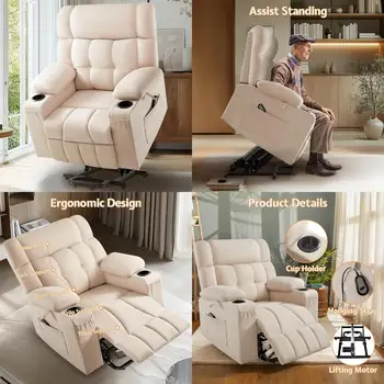 Comfortable Lazy-Boy Style for Elderly, Electric Recliners with Cup Holder Sofa 1