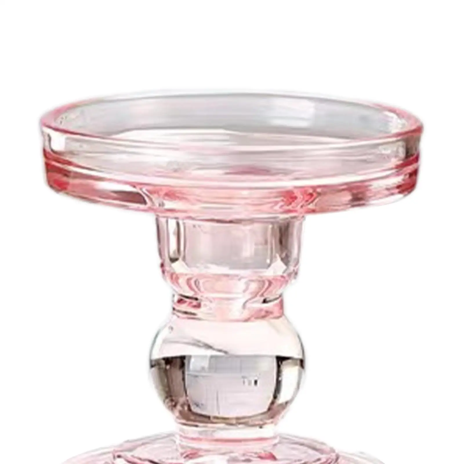 Candle Holder Pink Glass Candlestick Holder Pillar Candle Stand for Valentine's Day Wedding Dining Room Anniversary Festival