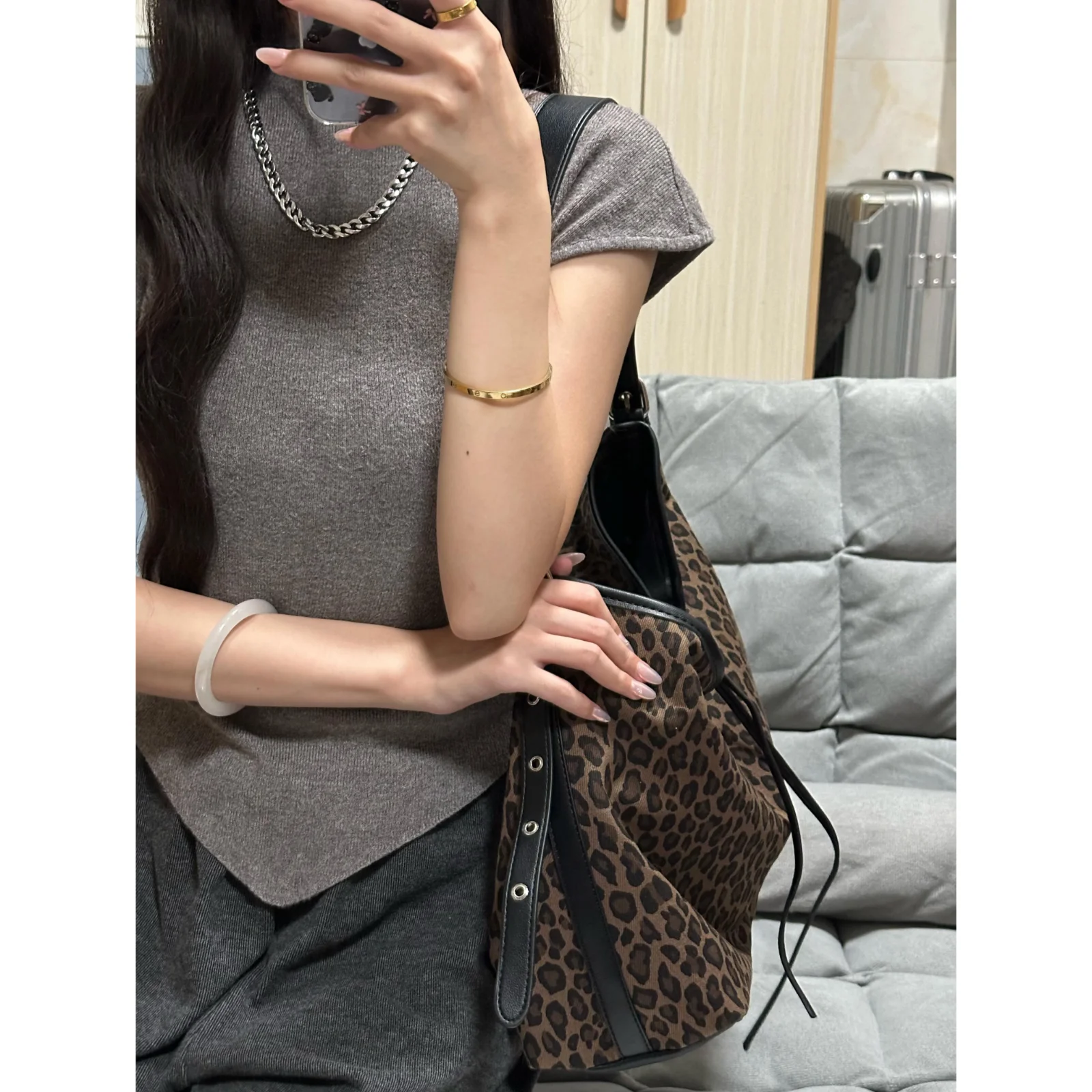 Leopard Print Tote Underarm Bags For Women Luxury Designer Handbag Purses 2025 New In Vintage Large Capacity Shoulder Crossbody
