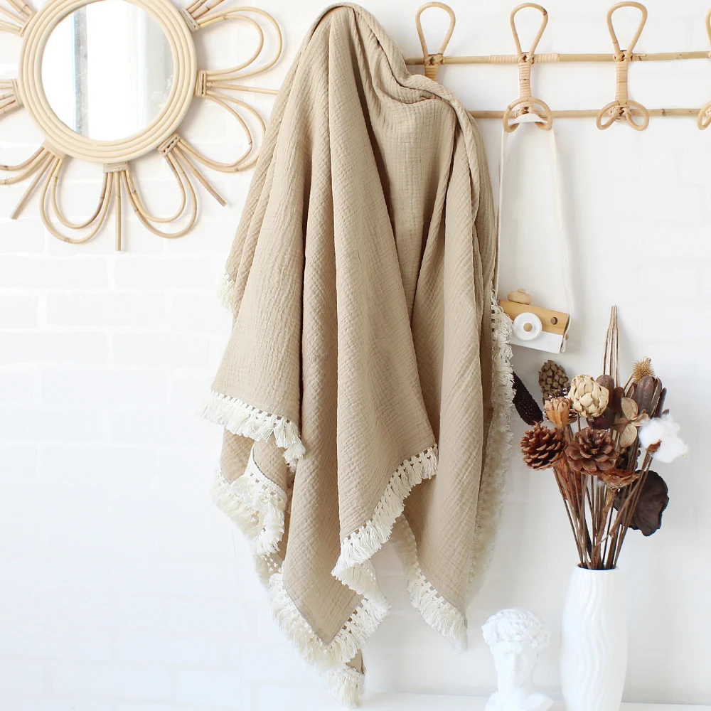 Baby Blanket Cover Ruffle Newborn Baby Blanket Cotton Muslin Swaddle Muslin Blankets Infant Quit