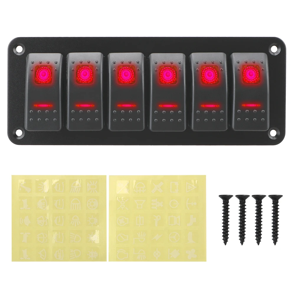 Interruttore Bilanciere LED Rosso 12V, Impermeabile, Rotondo, Per Barca O Veicolo