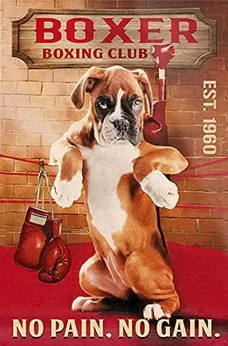 

Vintage Metal Tin Sign Wall Decor Boxer Dog Signs Wall Art4 Hanging Plaque Aluminum Signage Posters 8x12 Inch