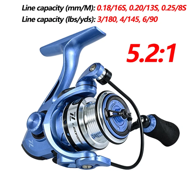 Small Spinning Wheel Fishing Reel 5.2:1 Gear Ratio Rubber Handle Ultralight  Nylon Body Spinning Reel