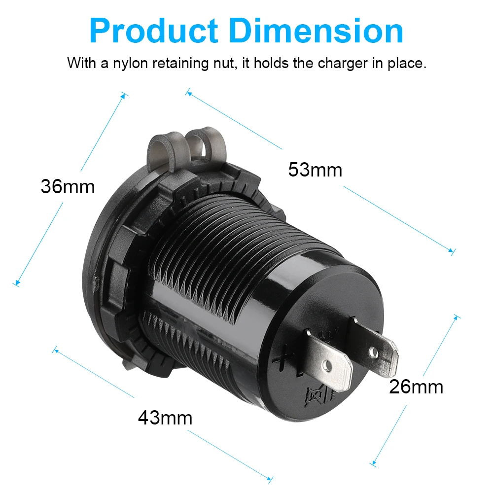 Motorcycle Charger 12V/24V USB Charger Motorcycle 4.2A Dual USB Cigar Lighter Motorcycle Charger Cigarette Lighter Socket Car