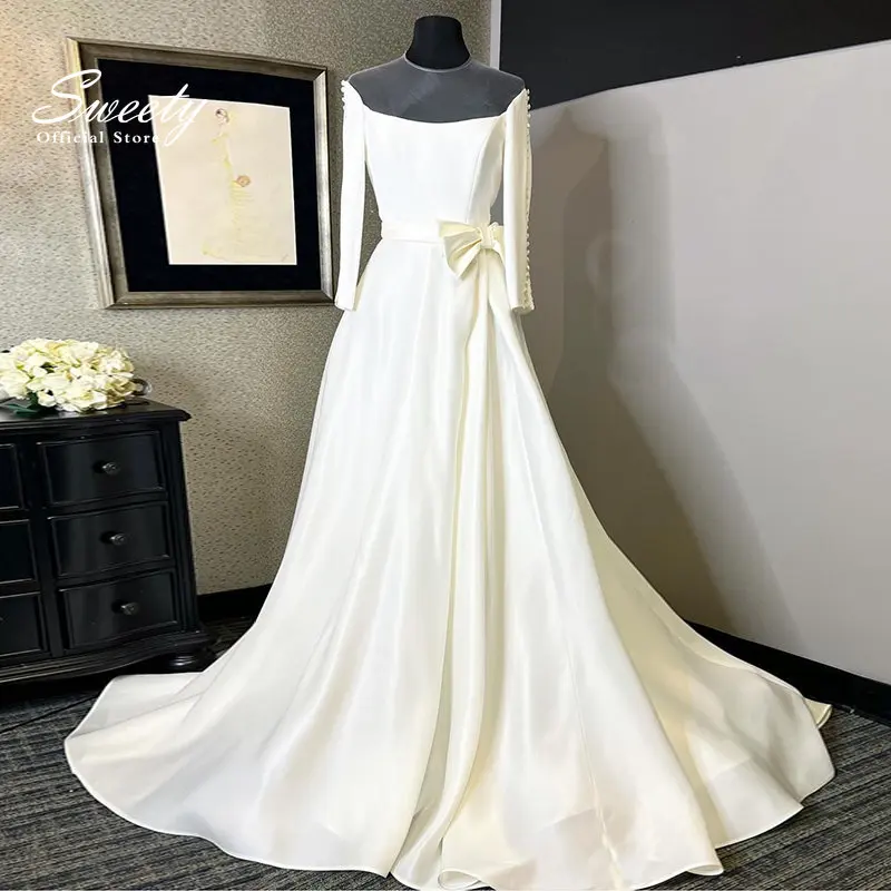 

Simplicity Wedding Dress Organza With Embroidery A-line Beach Ball Gown Boat Neck Sleeveless Bride Dress Zipper Robe De Mariee